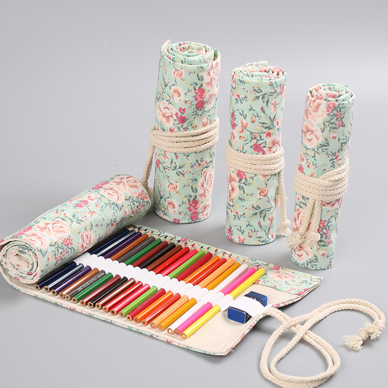Stationery Supplier - 12/24/36/48/72 Gaten Bloemen Canvas Oprollen Etui