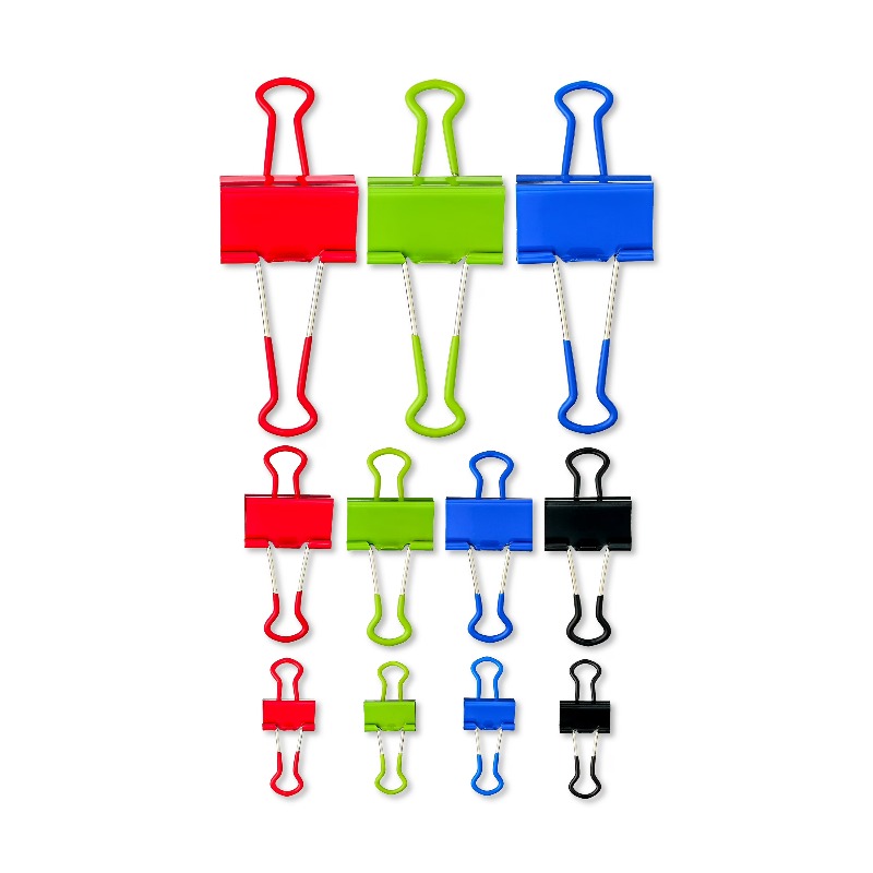 Binder Clip Assorted - Grip Binder Clips, diverse kleuren en