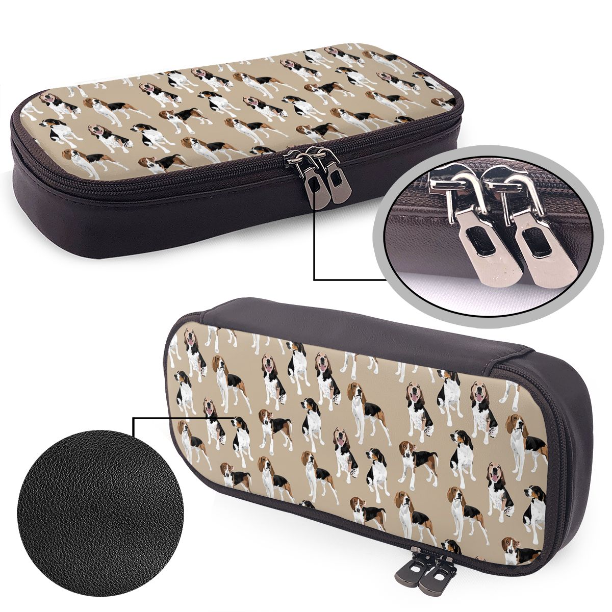 Tan Stationery & Office Supply - Treeing Walker Coonhound op bruin lederen