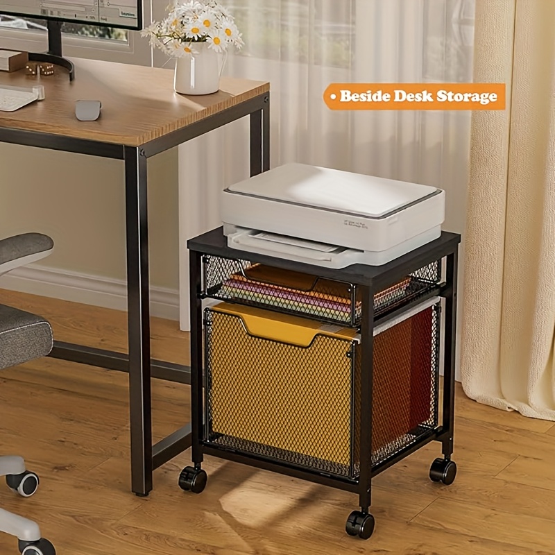 File Folder Hanging - Rolbare archiefkastwagen, printerstandaard met opberglade, archiefkast