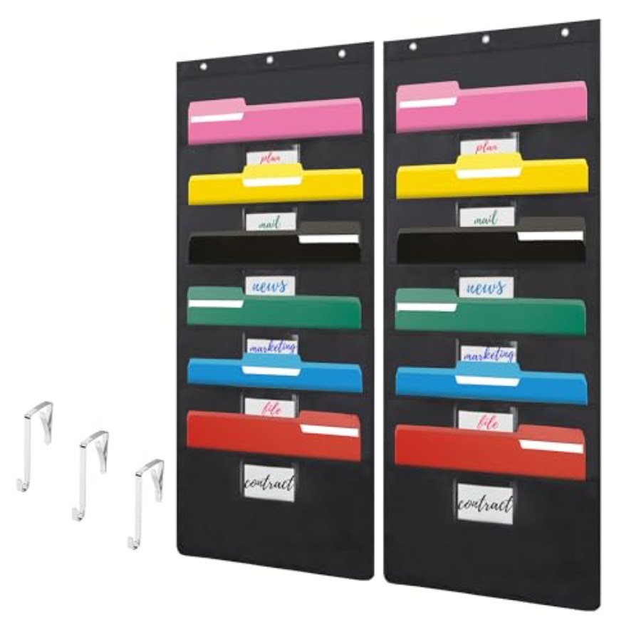 File Folder Hanging - Zwarte hangende wandmap organizer met 6
