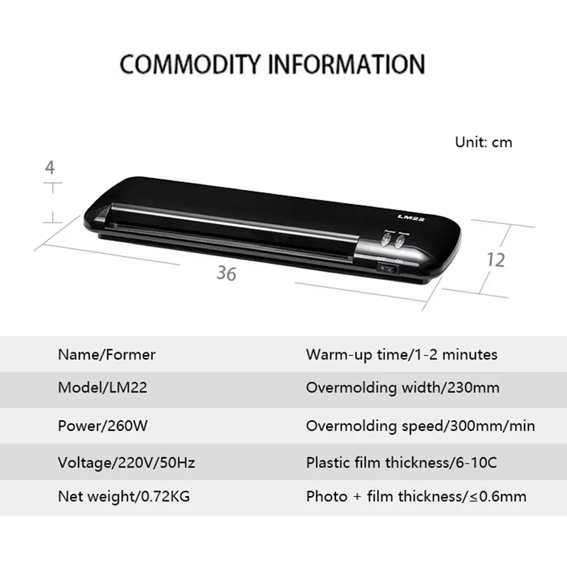 Document Laminator Pouch - Uitstekende A4-lamineermachine Huishoudelijke rol-lamineermachine Koude laminatiefolie