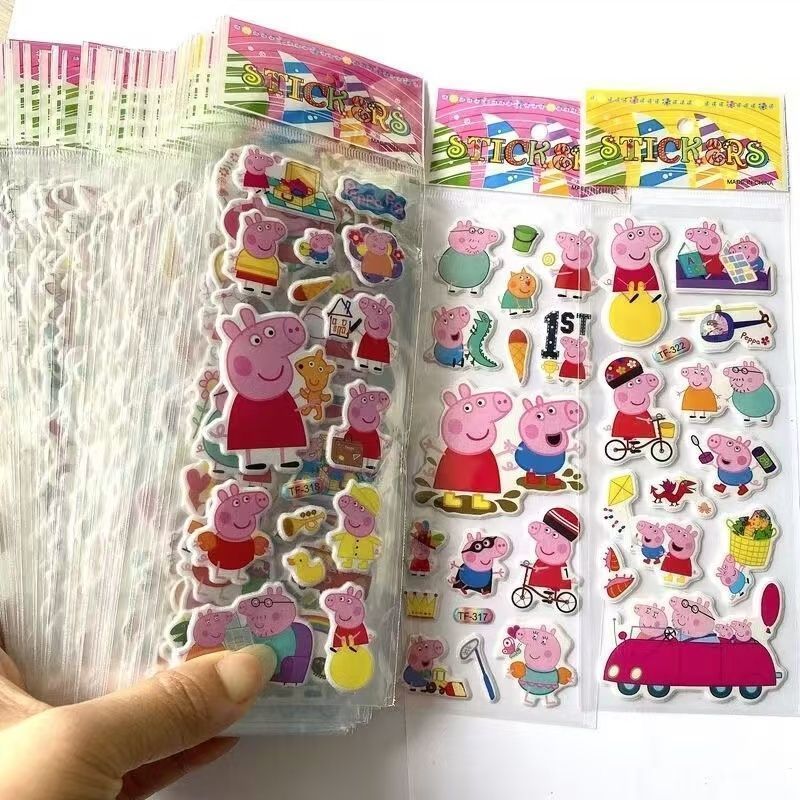 Memo Pad Sticky - Peppa Pig cartoon sticker notitieboekjesticker, 3D-bubbelsticker