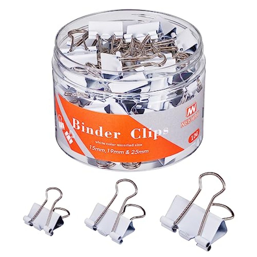 Binder Clip Assorted - Bindclips in diverse maten, witte bindclips