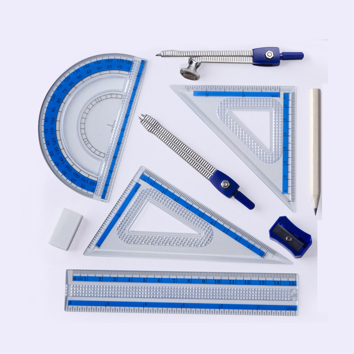 Compass Geometry Set - 10-delige meetkunde wiskunde set, onbreekbare opbergdoos,