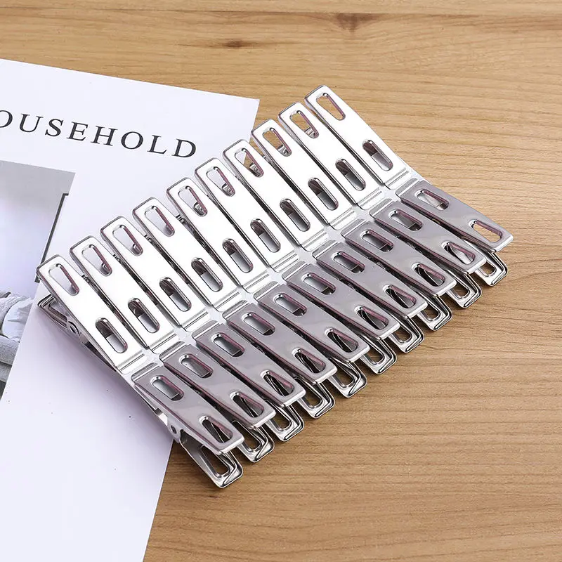 Binder Clip Assorted - 20 stuks roestvrijstalen wasknijpers met platte