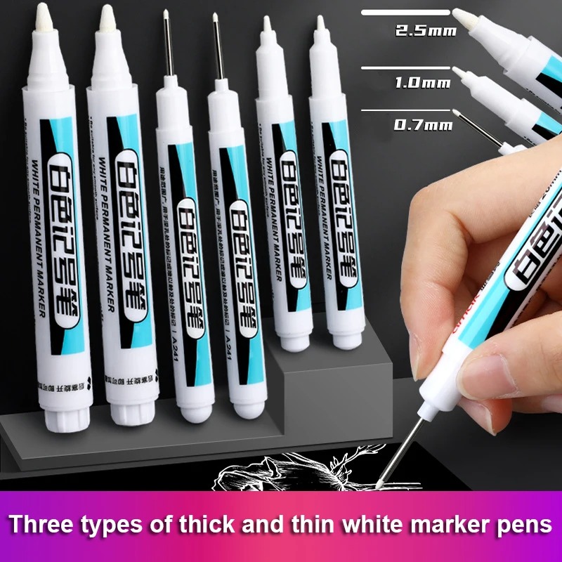 Correction Fluid White - 0.7/1.0/2.5MM Witte Permanente Marker Pennen 1/3