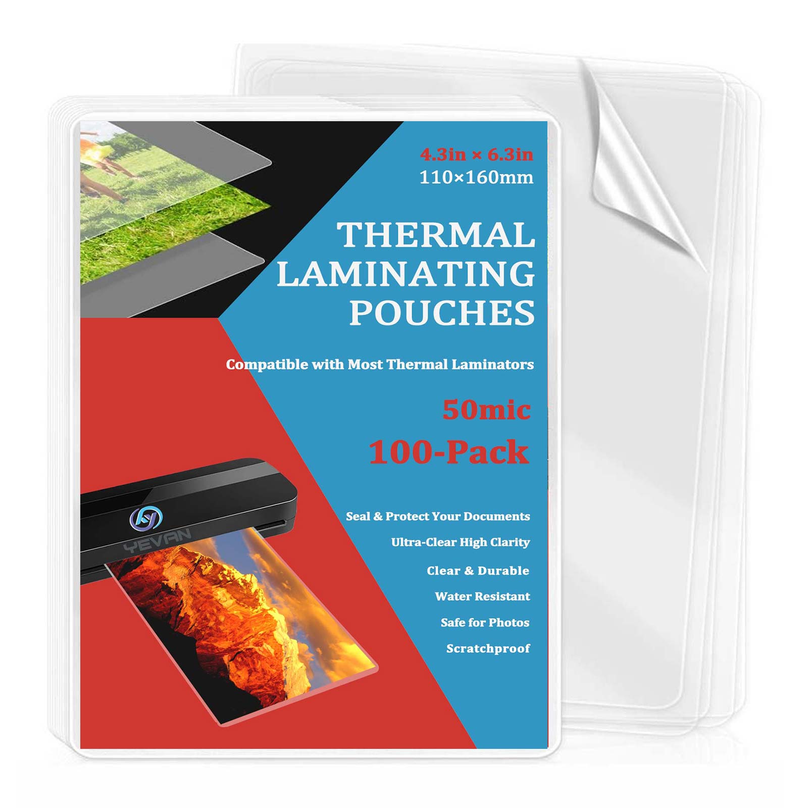 Document Laminator Pouch - 100 vellen 4,3×6,3 inch thermische lamineerhoezen,
