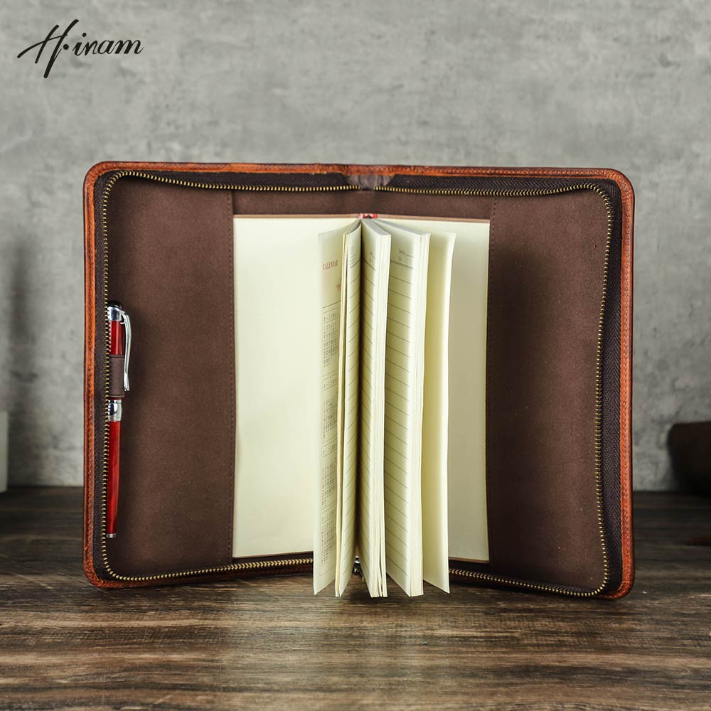Journal Leather Hardcover - Retro lederen rits clutch A5 boekomslag