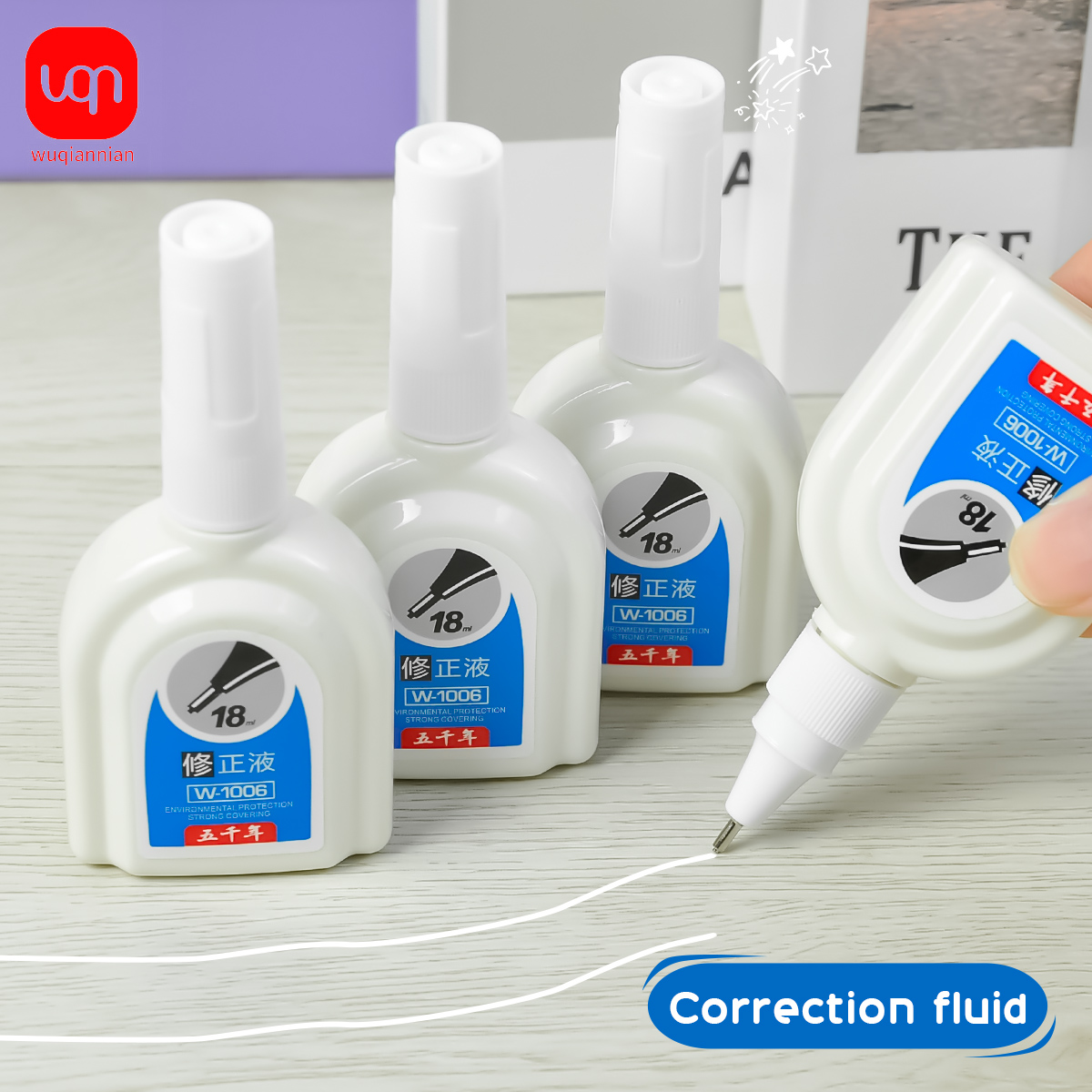 Correction Fluid White - WQN-1/3/6PCS Eenvoudige witte correctievloeistof 18 ml,