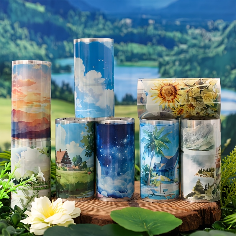 Memo Pad Sticky - 4 rollen landschapspatroon decoratieve tape, voor