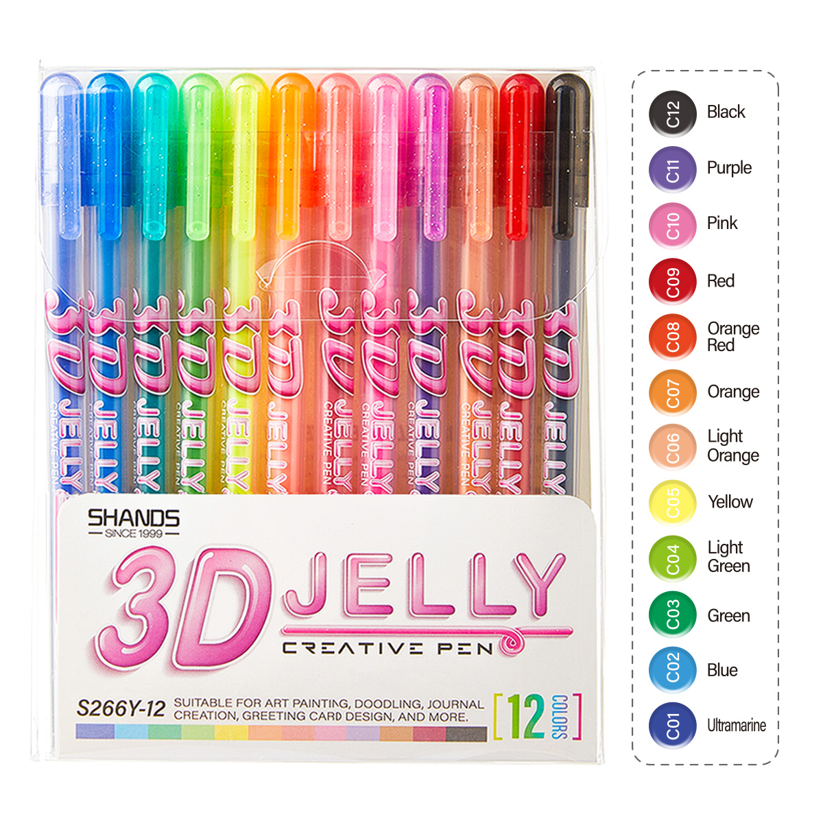 SHANDS 12-delige 3D Jelly gelp - Gel Ink Pen Set recensie en prijs